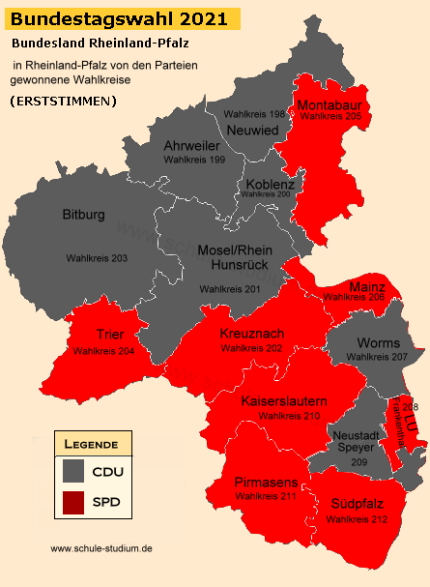 Bundestagswahl 2021. Ergebnis in Rheinland-Pfalz