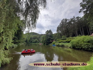 Tretbootfahren am Paddelweiher in Hauenstein