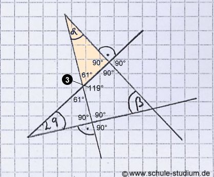 Winkel berechnen mit Hilfe der Regeln für Nebenwinkel, Scheitelwinkel und des Winkelsummensatzes bei Dreiecken