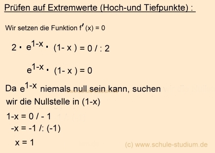 Kurvendiskussion E-Funktionen - Ableitungsregeln und ...