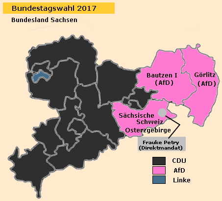 Bundestagswahl 2017. Von der AfD gewonnene Wahlbezirke