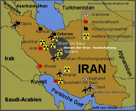 Iran - Atomkraftwerke, Forschungsreaktoren, Urananreicherung