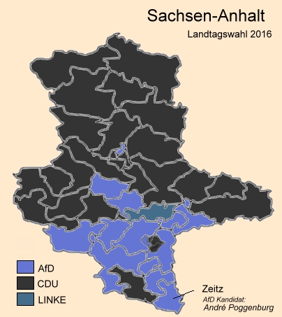 Landtagswahl Sachsen-Anhalt 2016, Gewinn und Verlust in Prozent