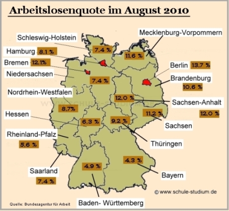 Arbeitslosenquote in Deutschland nach Bundesländern
