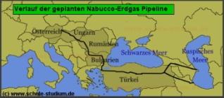 Erdgasversorgung Europa. Bau der geplanten Nabucco-Pipeline