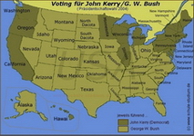 US Präsidentenwahl 2004 in den Bundesstaaten der USA (Übersichtskarte)