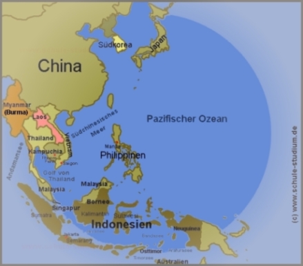 Thailand, China, Philippinen, Laos, Vietnam, Indonesien